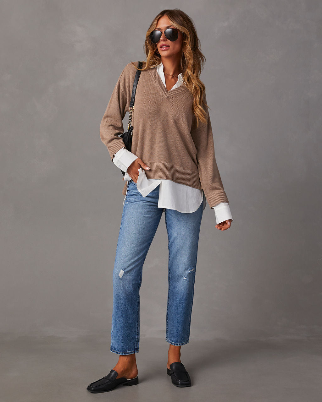 Xira Poplin Contrast Pullover Sweater