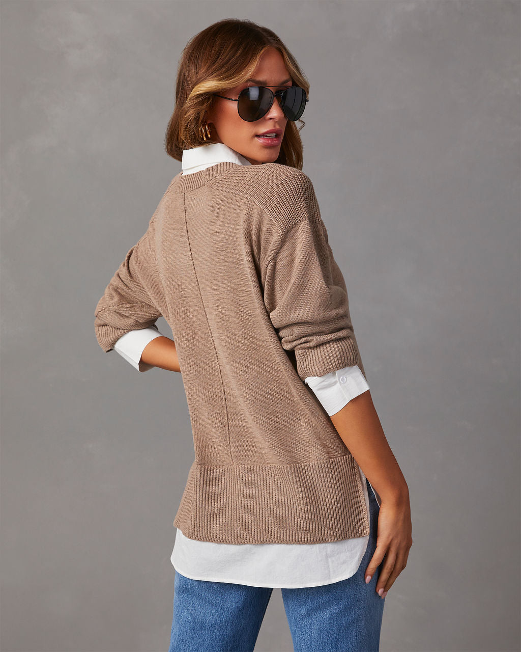 Xira Poplin Contrast Pullover Sweater