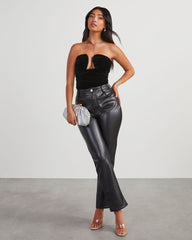 Jazlynn Velvet Strapless Ruched Cutout Bodysuit