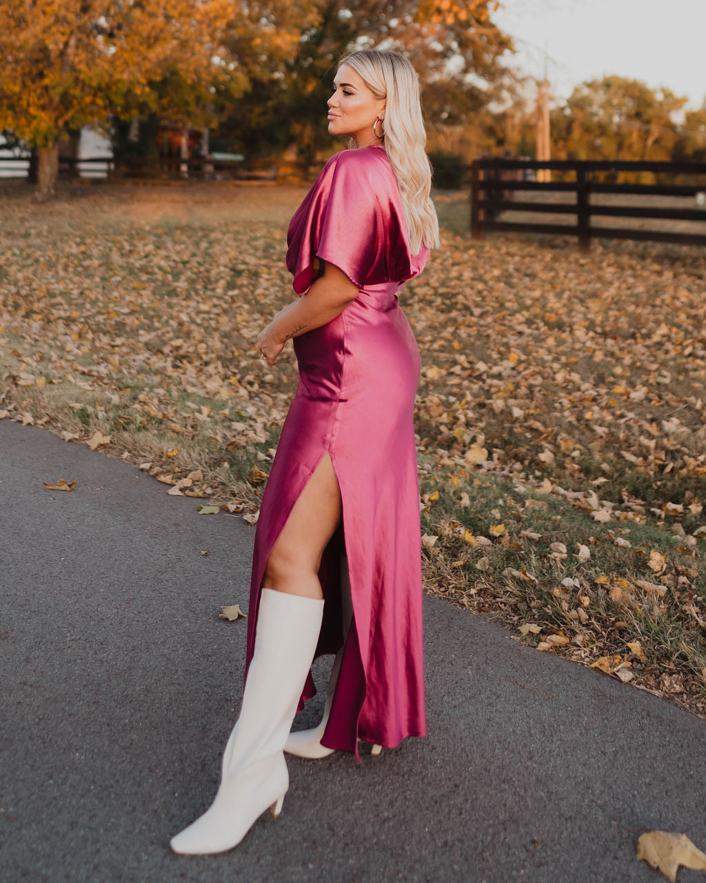 Theia Satin V-Neck Maxi Dress