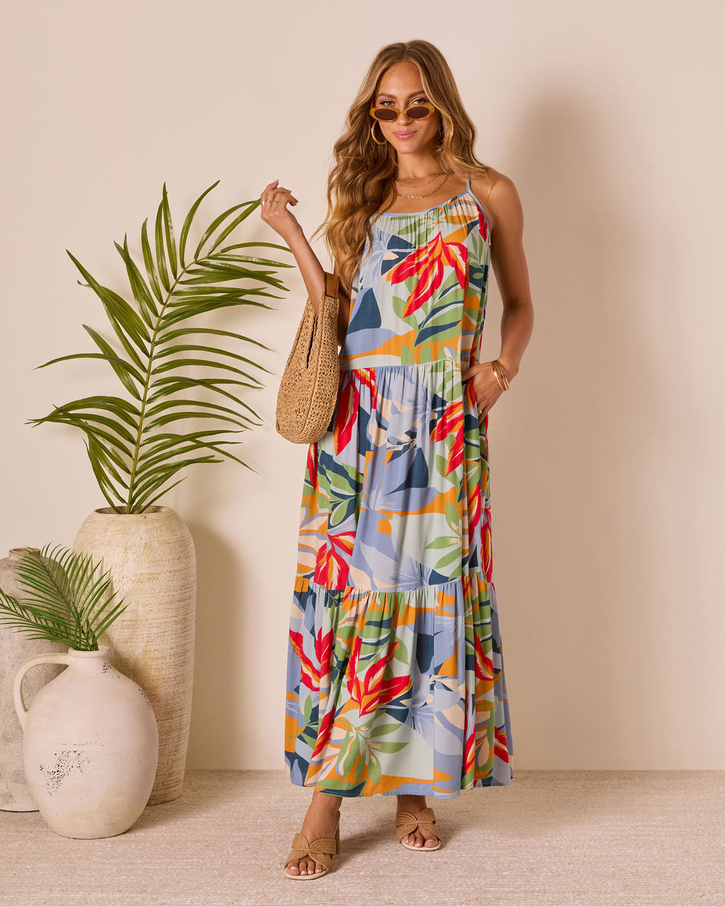 Sunset Breeze Floral Tropics Maxi Dress