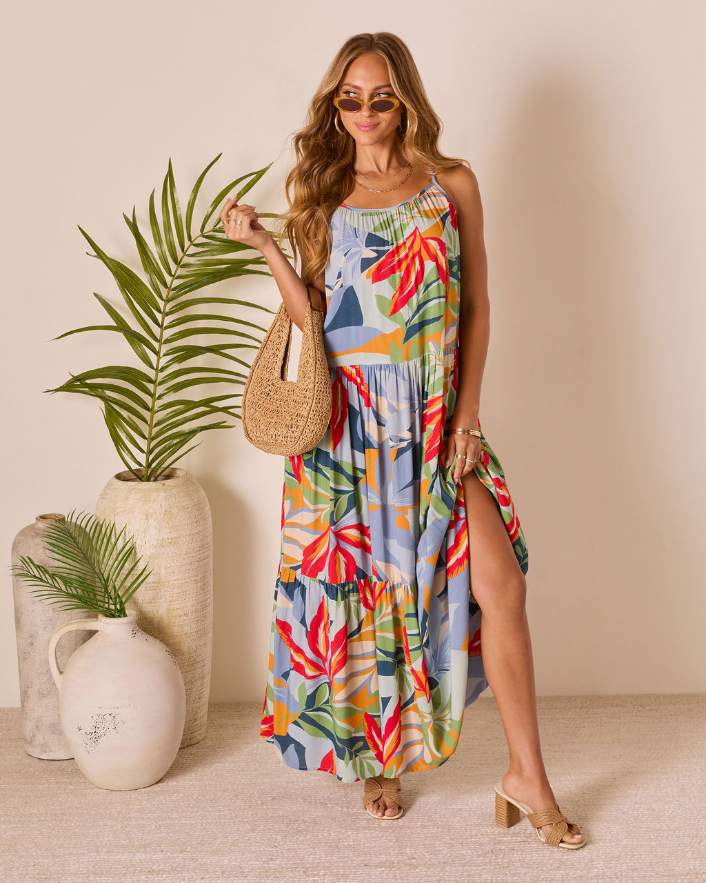 Sunset Breeze Floral Tropics Maxi Dress