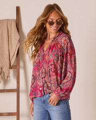 Tide Folk Peasant Boho Top