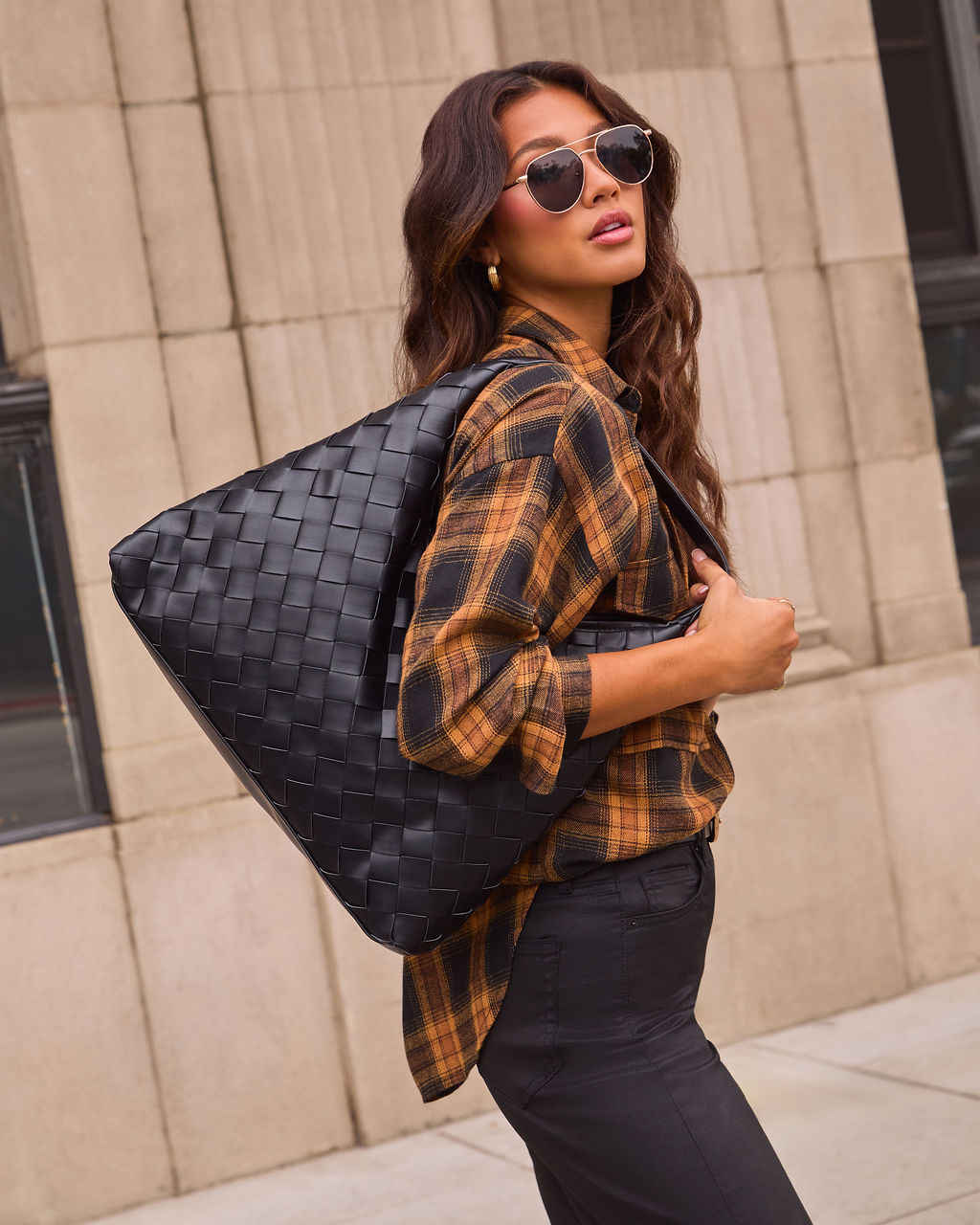 Ramina Woven Leather Shoulder Bag