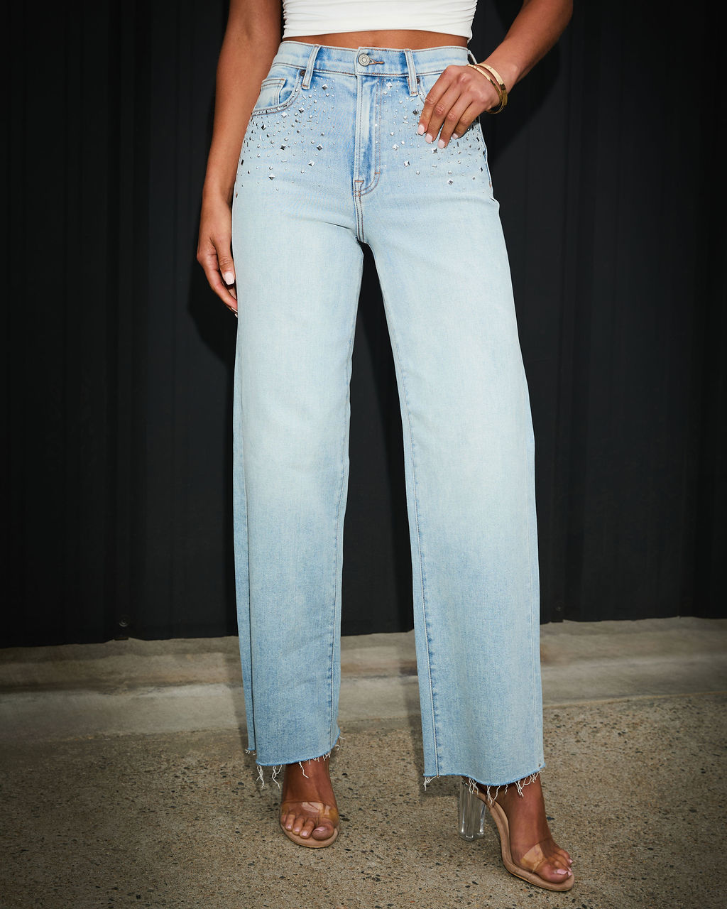 No Boys Super Stretch Embellished Straight Leg Jeans