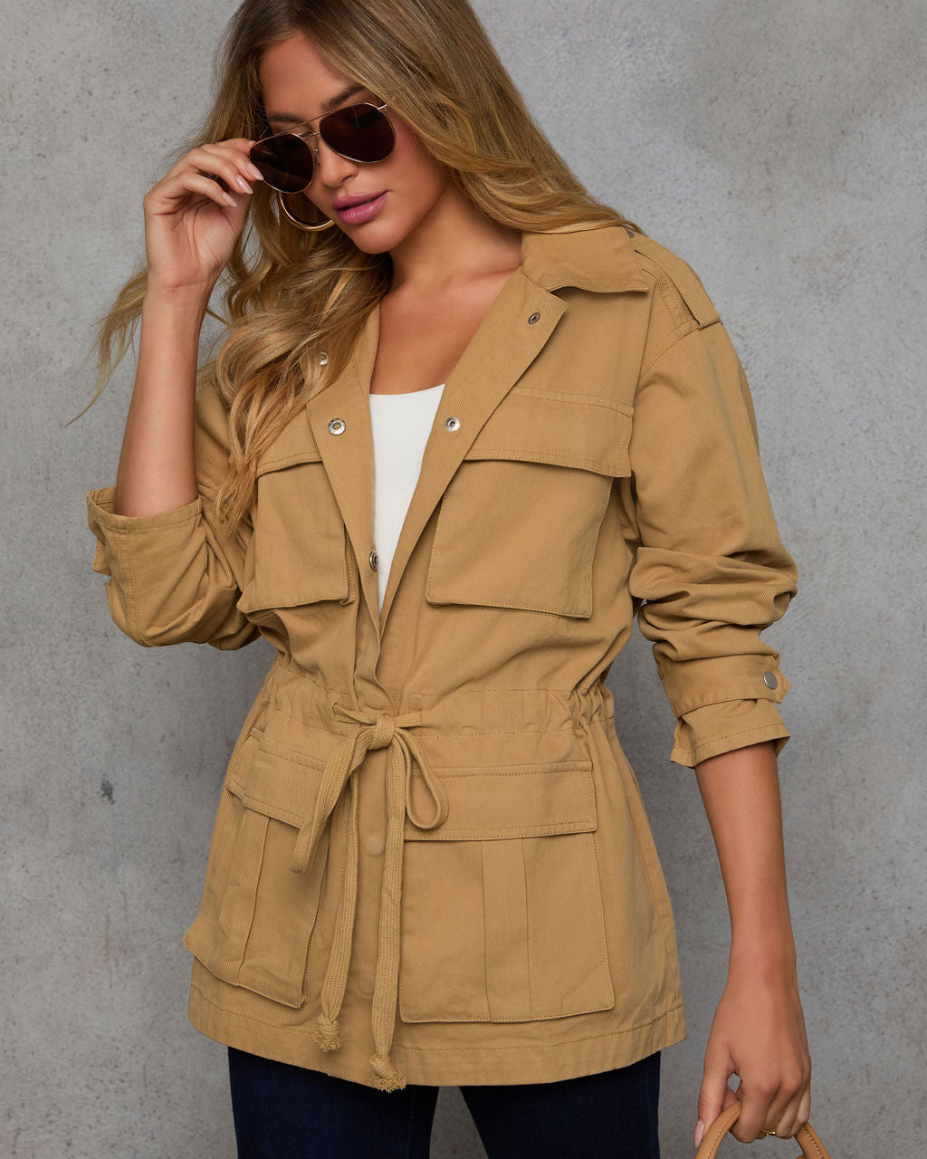 Stay Ready Cinched Waist Utility Jacket