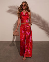 Sunset Sangria Tropical Wide Leg Pants