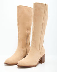 Worn Oak Suede Knee High Boots