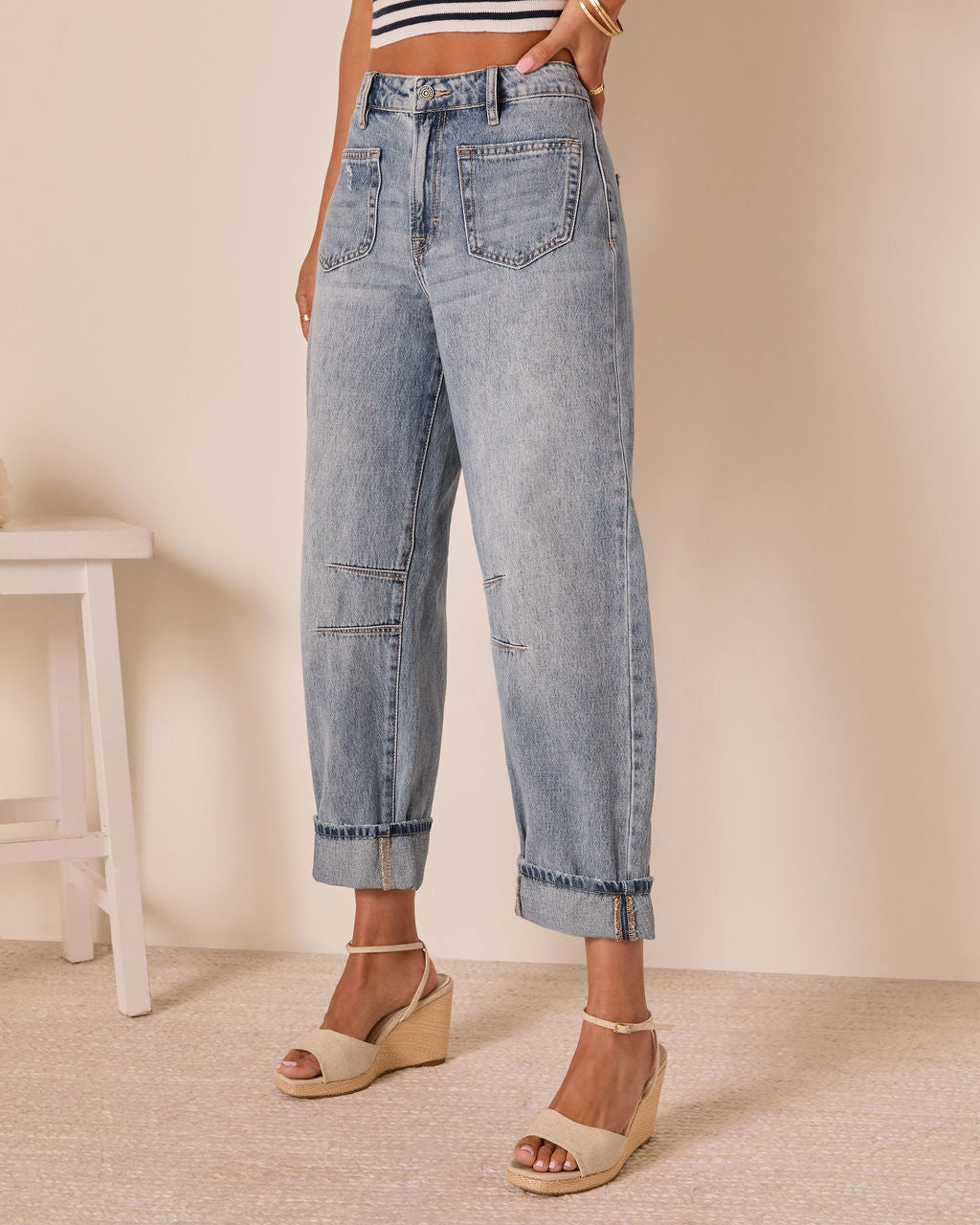 Homegrown Rigid Cuffed High Waisted Barrel Jeans