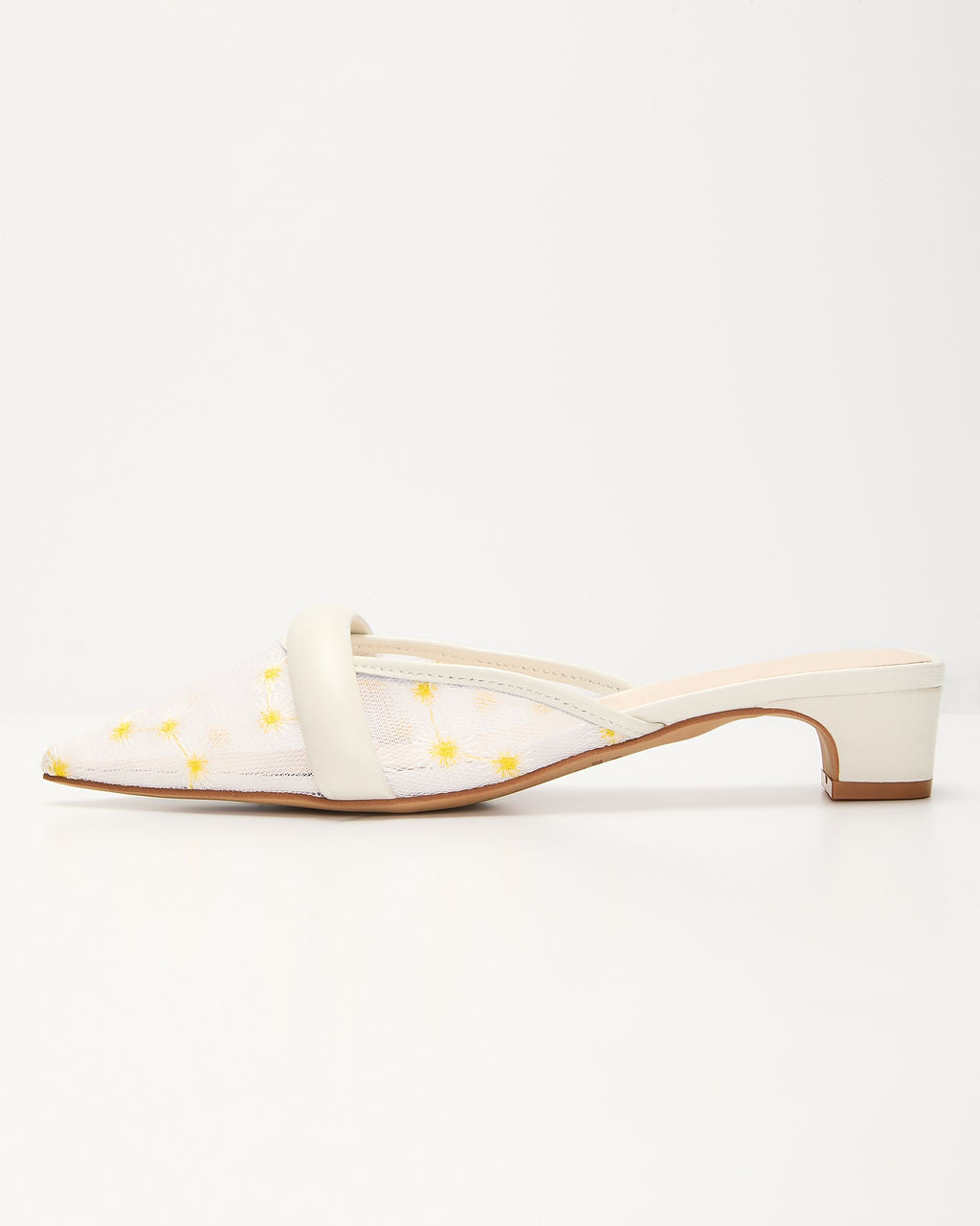 Ditzy Daisy Mesh Floral Kitten Mules