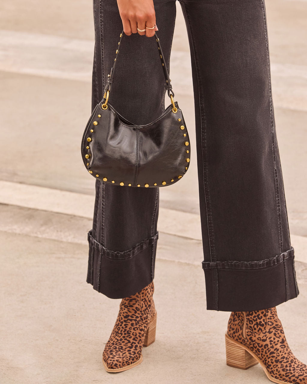 Musee Studded Leather Shoulder Bag