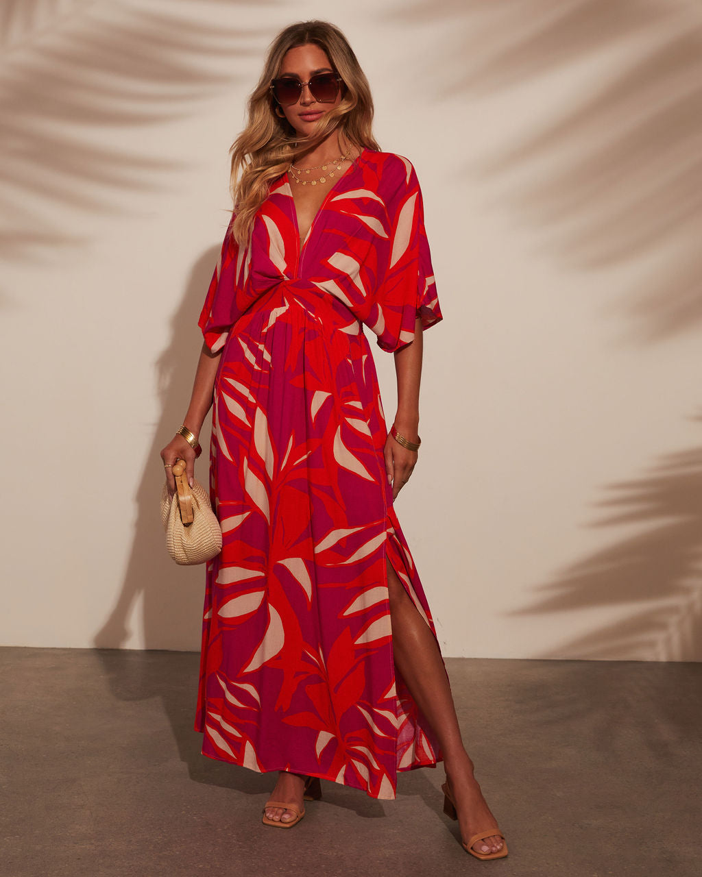 Erin Printed Kimono Sleeve Maxi Dress