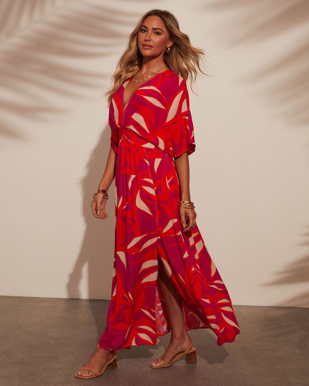 Erin Printed Kimono Sleeve Maxi Dress