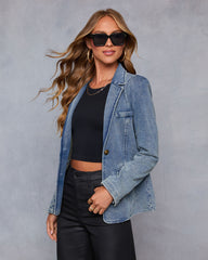 Fall Right In Denim Blazer