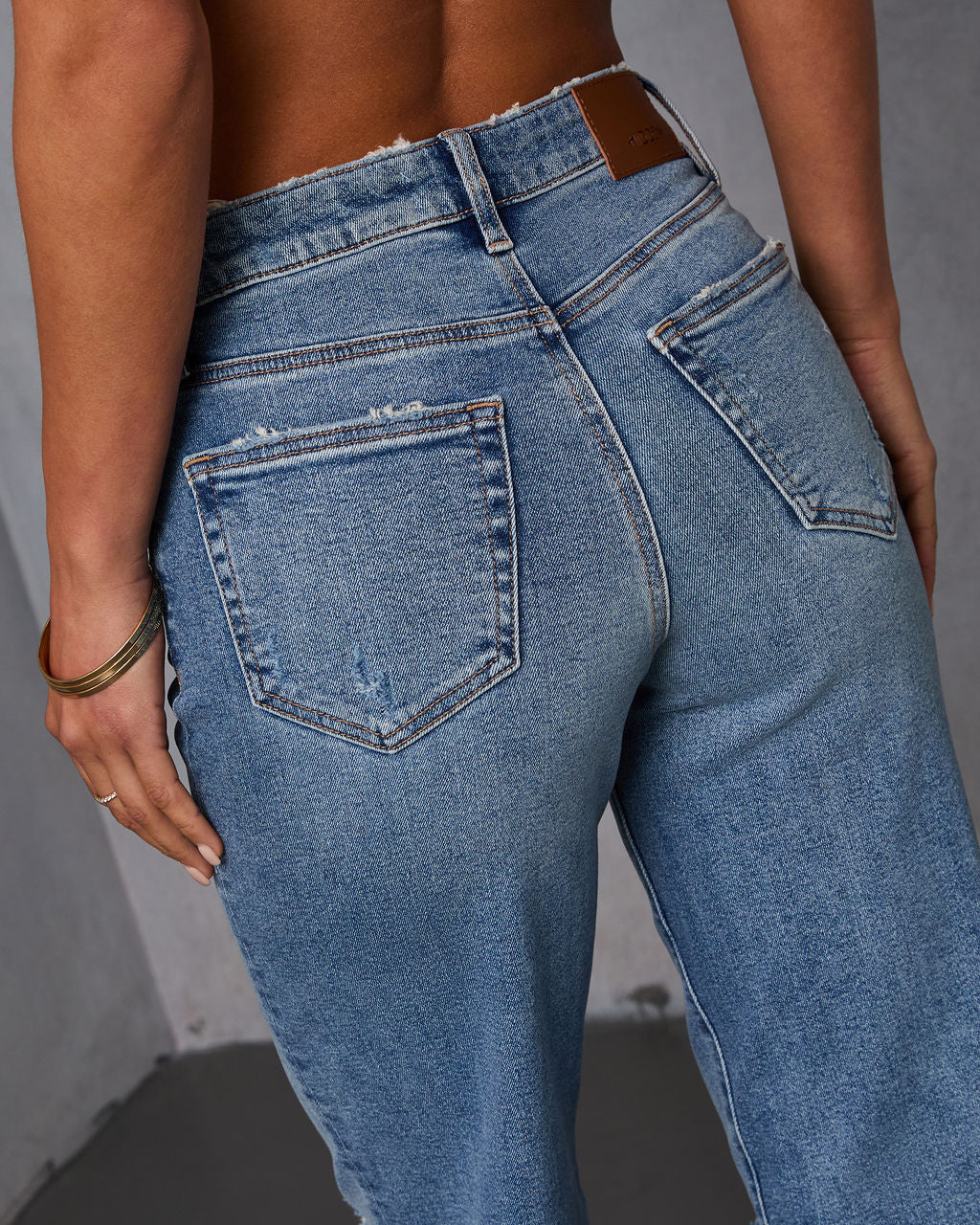 Karie Stretch Distressed Straight Leg Jeans