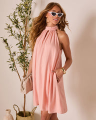 Gemah Shift Halter Mini Dress