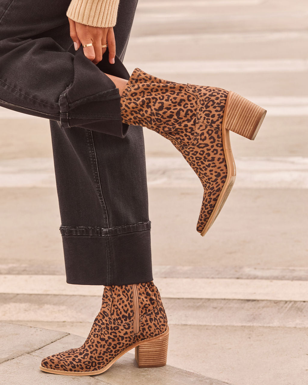 Alexie Leopard Print Suede Bootie