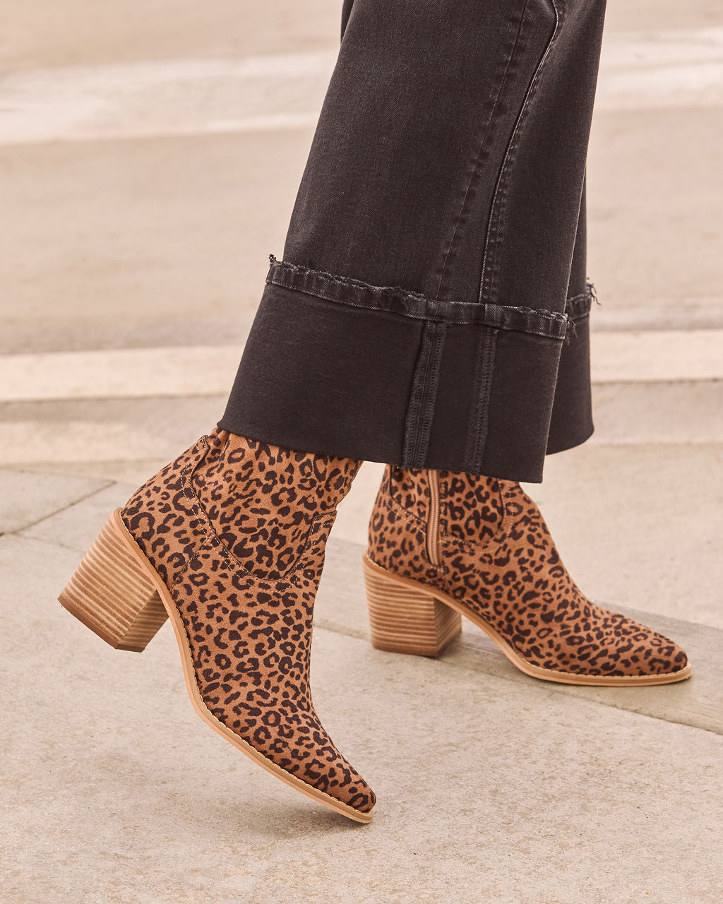 Alexie Leopard Print Suede Bootie