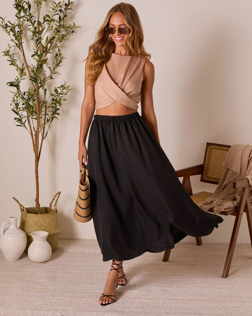 Christien Surplice Hem Crop Top