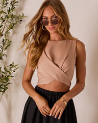 Christien Surplice Hem Crop Top
