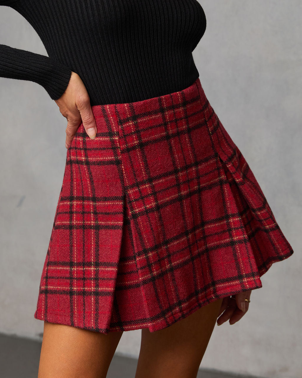 Wicker Rise Plaid Mini Skirt
