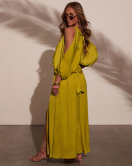 Luna Marina Kimono Maxi Dress