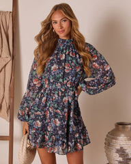 Harvest Ease Printed Wrap Mini Dress