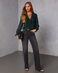 Prunella Ruffle Lace Up Top