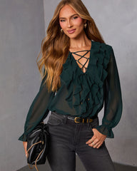 Prunella Ruffle Lace Up Top