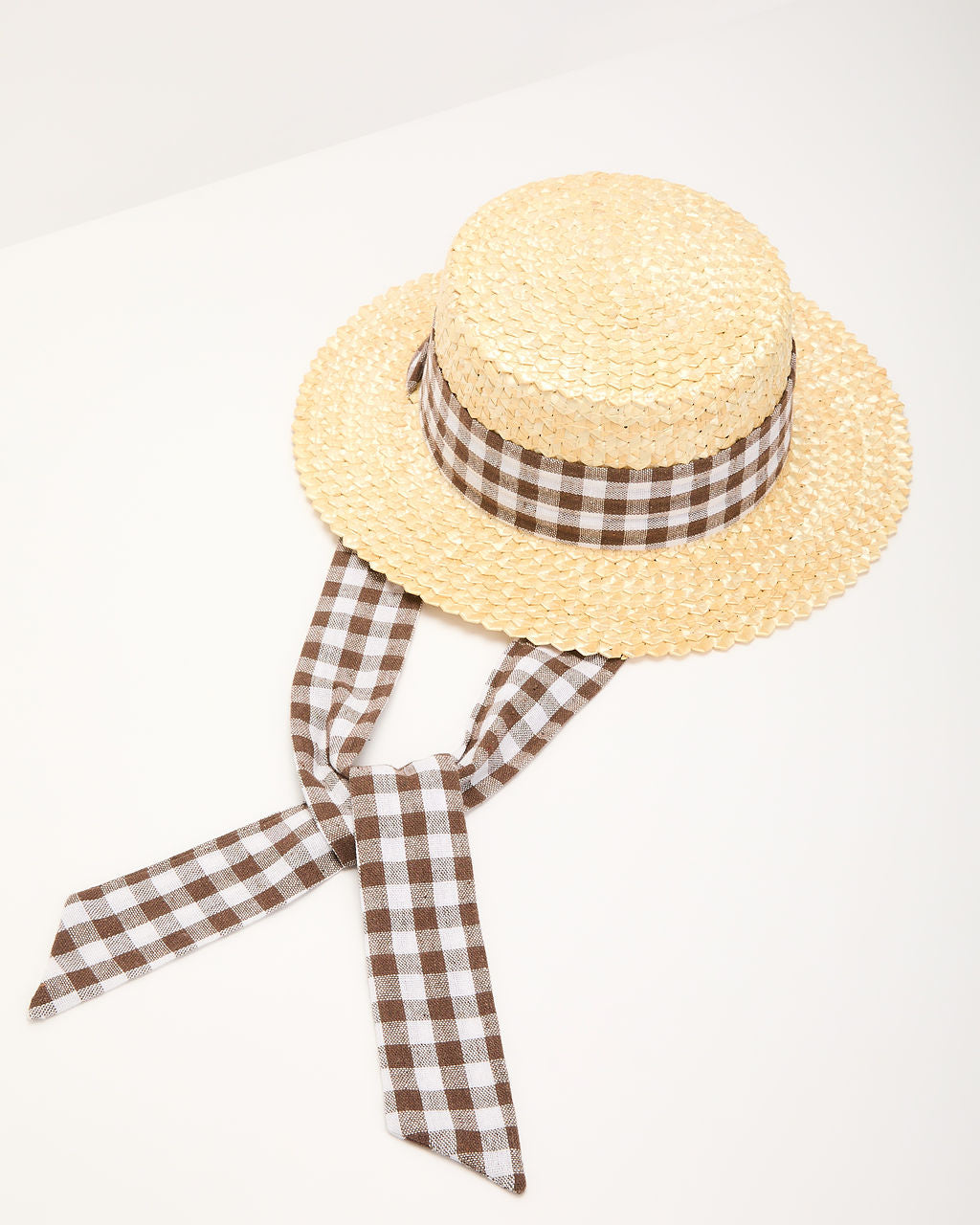 Summer Feels Gingham Band Straw Hat