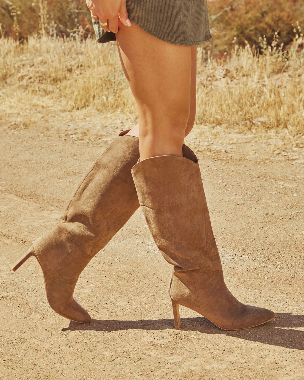 Honeyed Haze Suede Knee High Boots