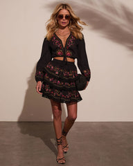 Trail of Flowers Tiered Floral Mini Skirt
