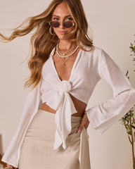 Pamalen Front Tie Rosette Top