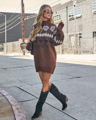 Marrene Abstract Mini Sweater Dress