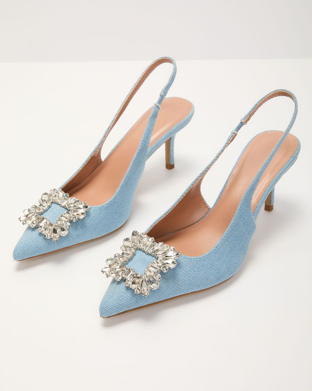 Night Out Embellished Denim Slingback Heels