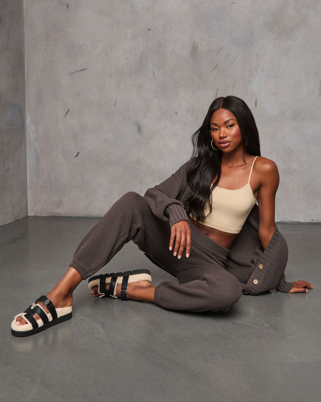 Find The Calm Textured Knit Joggers