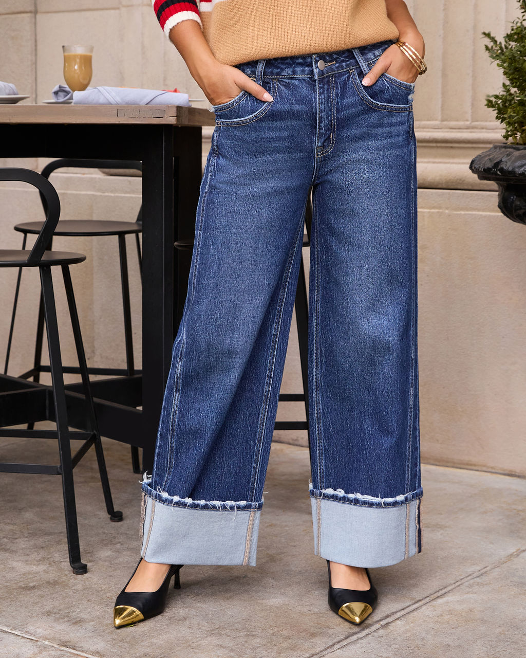 Stylist Stretch Wide Cuffed Jeans