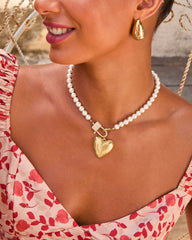 You Are Loved Heart Pendant Pearl Necklace