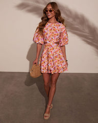 Nomadic Charm Floral Cut Out Mini Dress