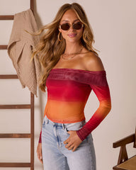 First Kiss Off The Shoulder Ombre Top