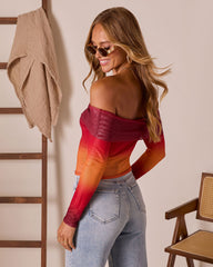 First Kiss Off The Shoulder Ombre Top