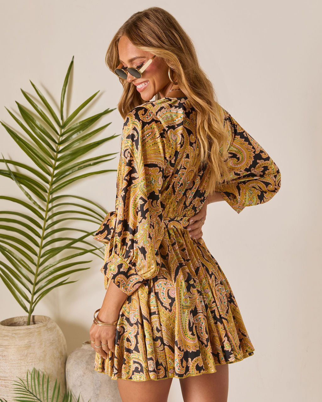 Sunlit Whisper Waist Tie Mini Dress