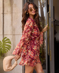 Honeycrisp Floral Waist Tie Mini Dress