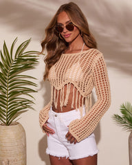 Arloe Open Knit Fringe Crochet Top