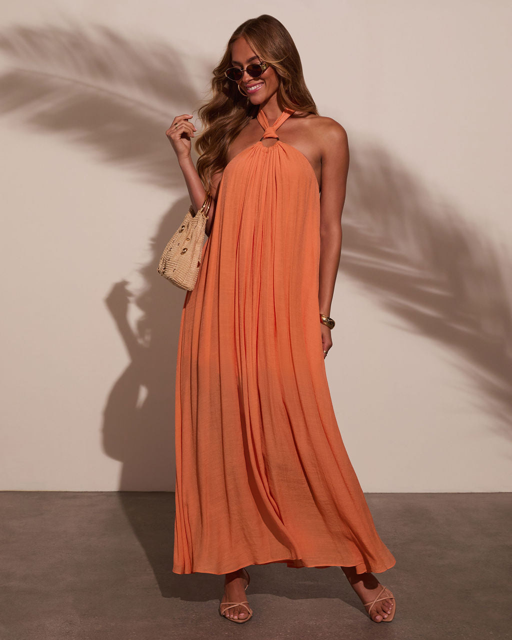 Nolah Pleated Halter Maxi Dress