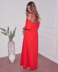 Twilight Tides Off The Shoulder Maxi Dress