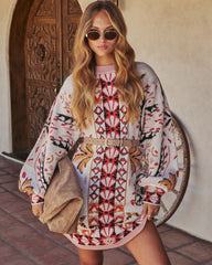 End of Light Abstract Print Mini Sweater Dress