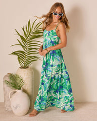 Lesbeth Tropical Abstract Maxi Dress