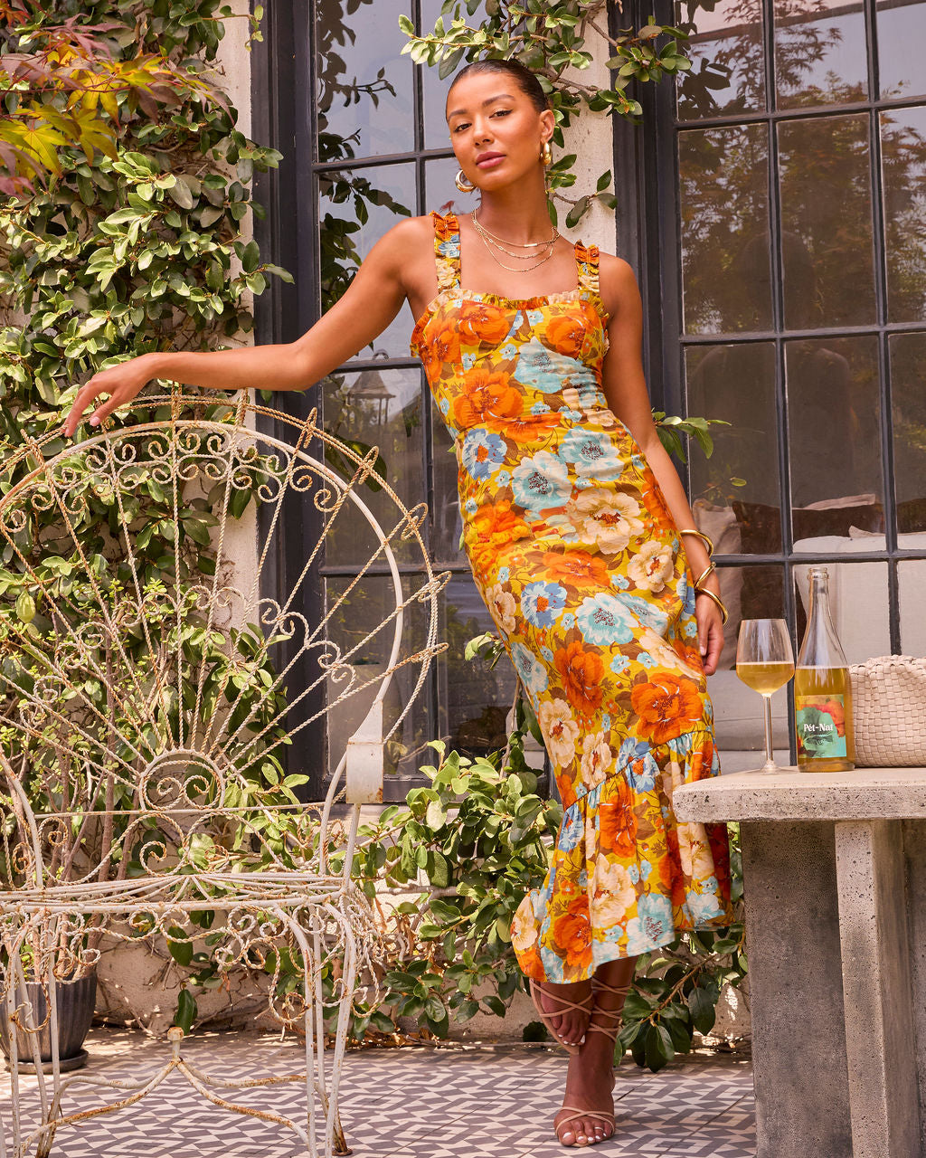 My Fair Lady Floral Ruffle Maxi Dress
