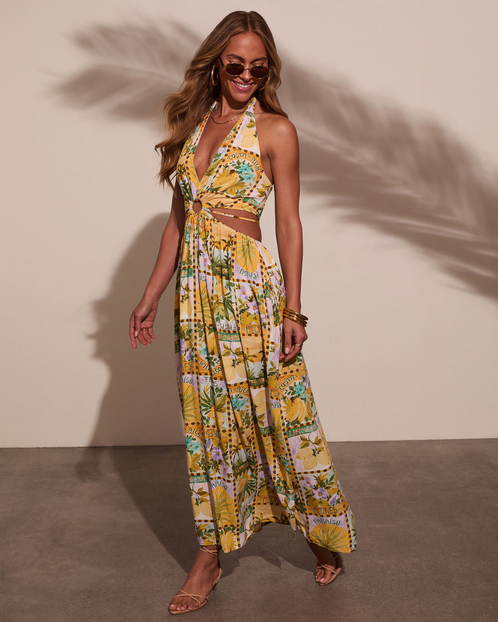 Sunny Romance Halter Maxi Dress